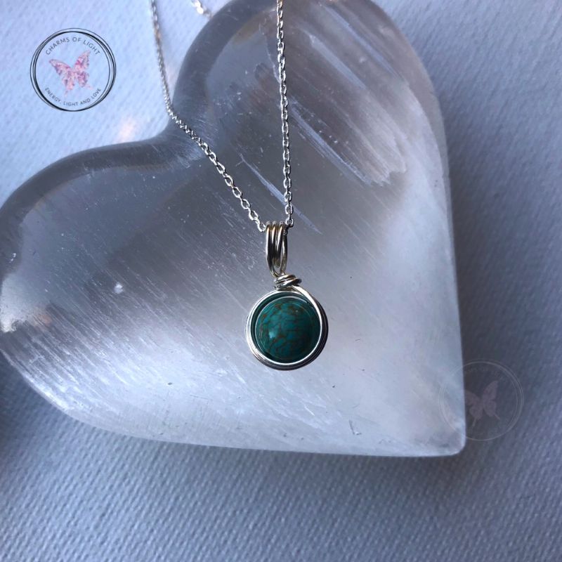 Turquoise Sterling Silver Wire Wrapped Pendant